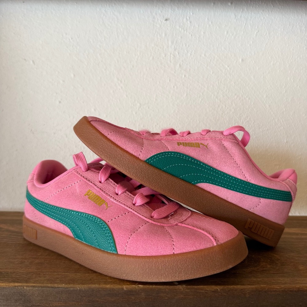 Puma Sneakers Girls Size 3C Suede Classic Pink Green Gum 405353-14